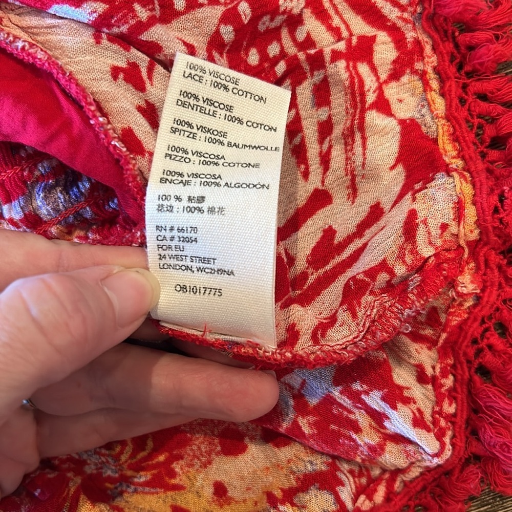 FREE PEOPLE kahlo  Red Floral Boho 2-Piece Halter Top & Tiered Maxi Skirt Set xs - Picture 14 of 16